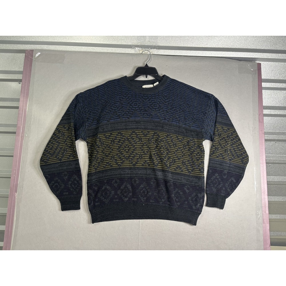 The Men's Store at Sears Geometric Knit Sweater Men's XXL Gray Blue